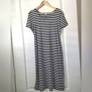 NWT Old Navy Black Striped Stretch Cotton Modal Midi Dress XS